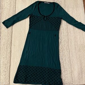 Deep Teal Knit Scoop Neck Sweater Dress